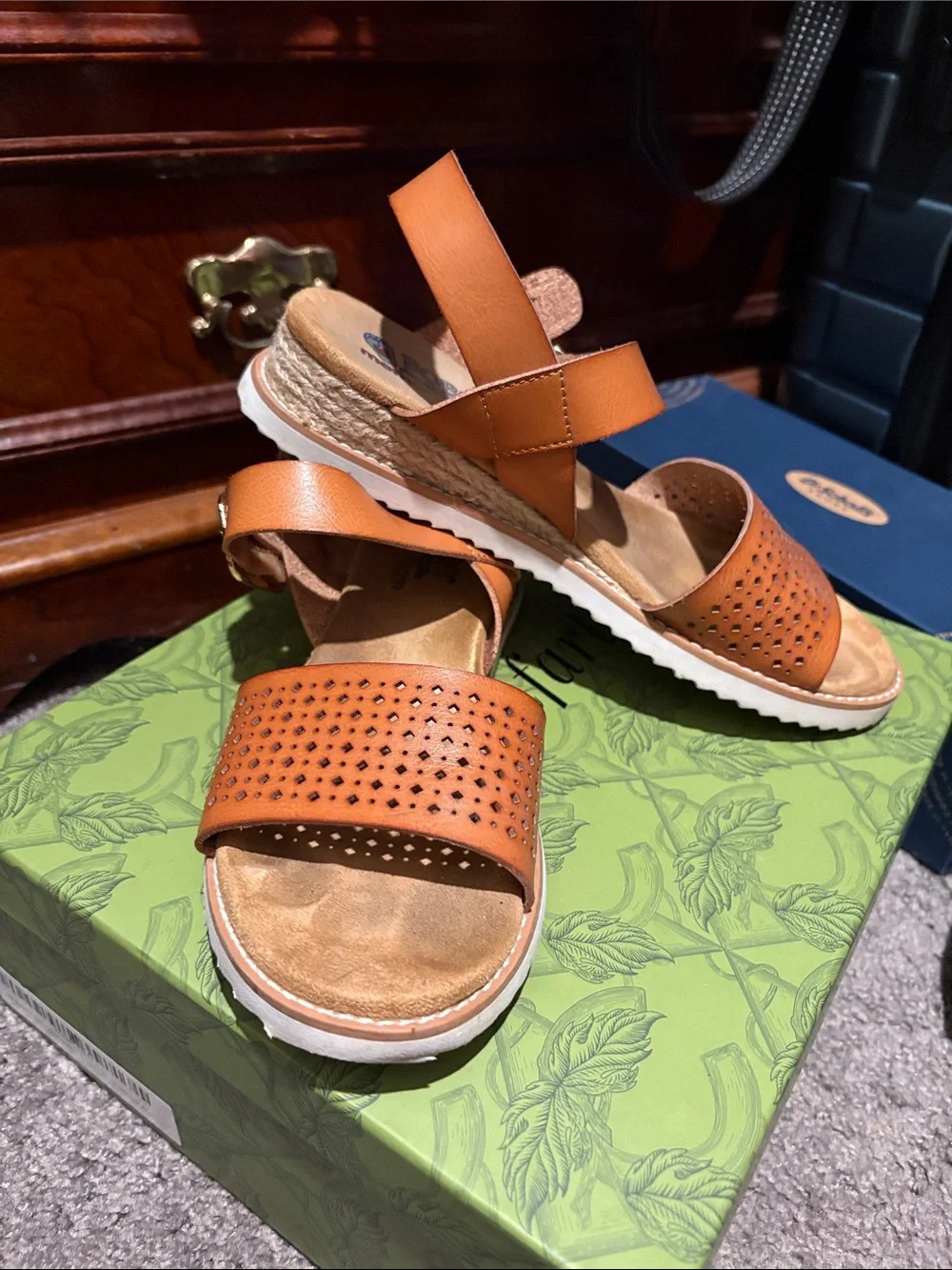 BOBS from Skechers Tan Perforated Slingback Sandals